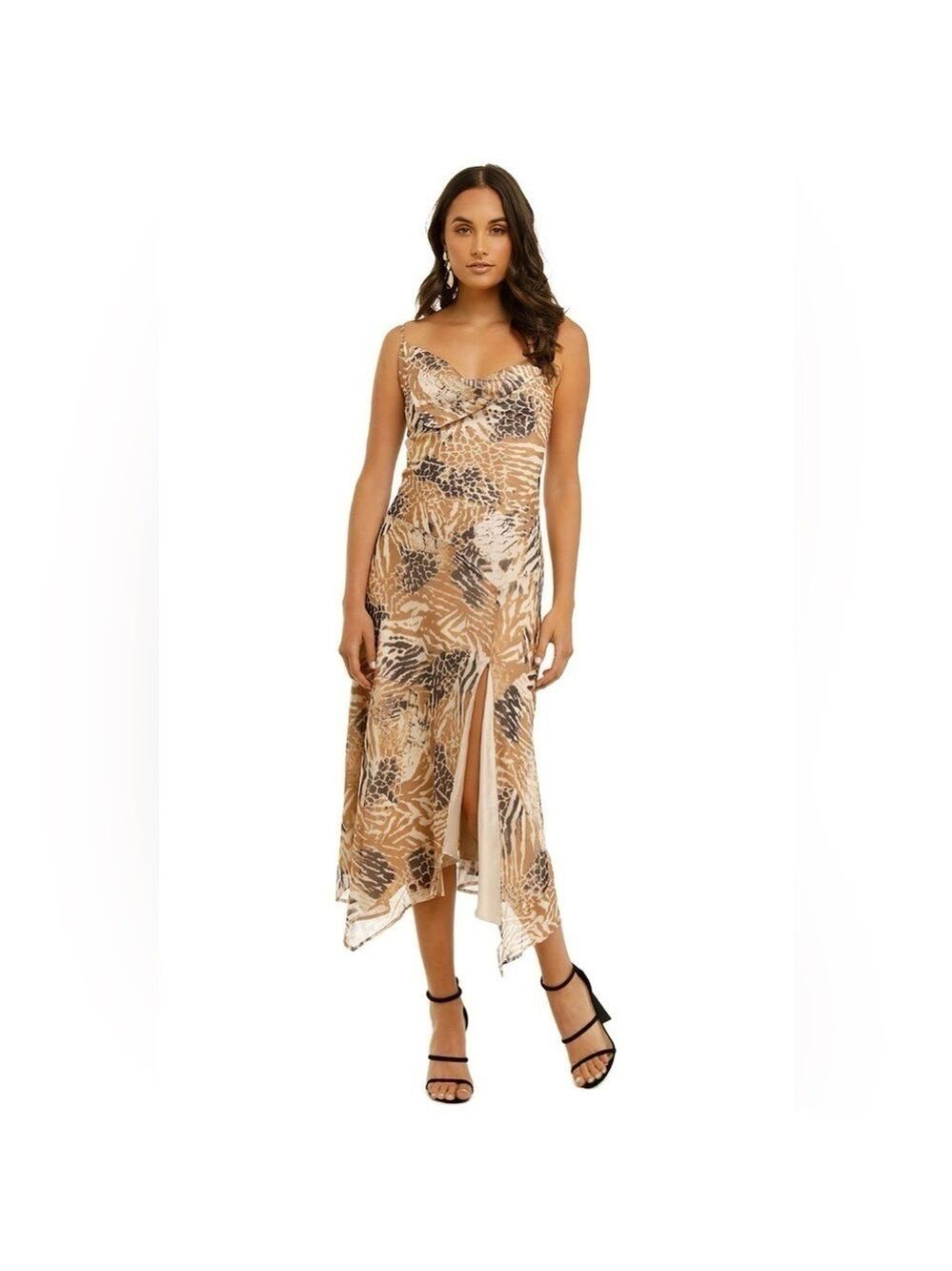Misha Tashana Animal Print Midi Dress Sz 8